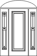 single door with two sidelights and half circle transom