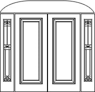 double door with two sidelights and half circle transom
