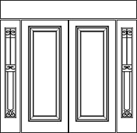 double door with two sidelights and transom
